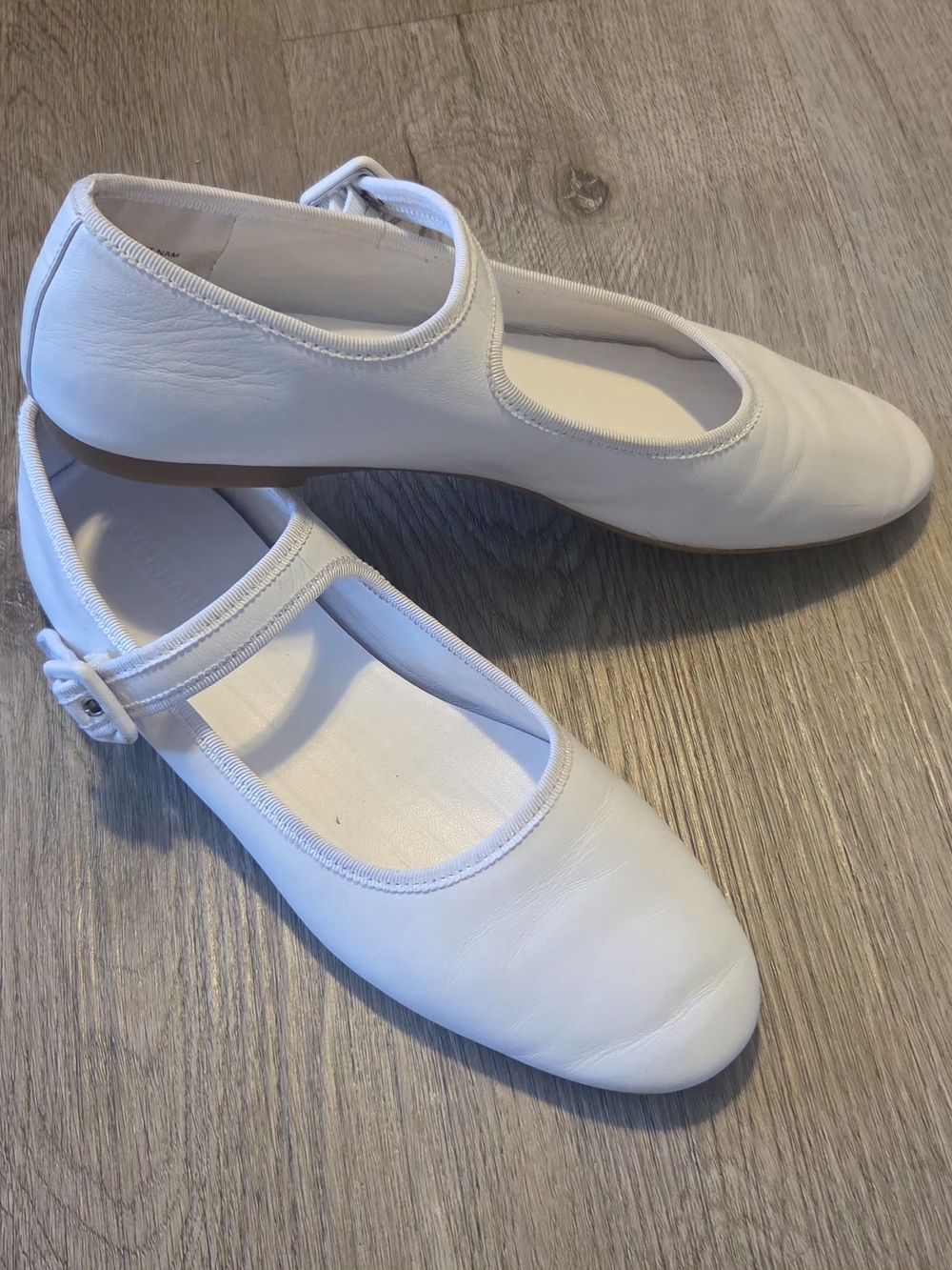 Everlane White Mary Jane Flats with Slim Strap - Picture 3 of 5